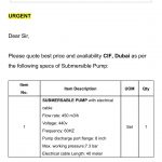 船用配件采购—带电缆的潜水泵（Ck-J20230522-01）询价-船用采购网-船舶物料采购-船务服务-一站式船用设备供应服务