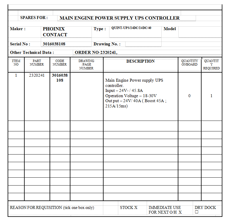 【询价】船用配件采购—主机电源UPS控制器（CK-H20230628-19）询价-泰州昌宽社区-报价采购-船用采购网-船舶物料采购-船务服务-一站式船用设备供应服务