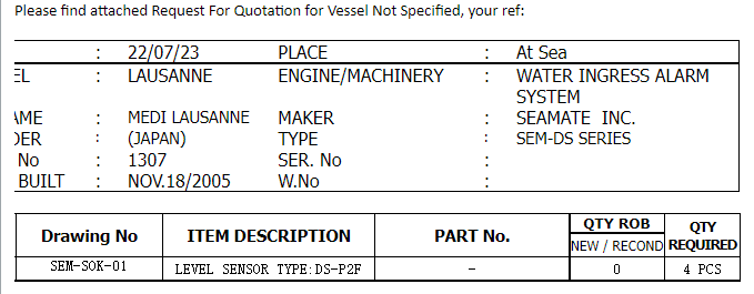 【询价】船用配件采购—传感器（CK-H20230726-14）询价-泰州昌宽社区-报价采购-船用采购网-船舶物料采购-船务服务-一站式船用设备供应服务