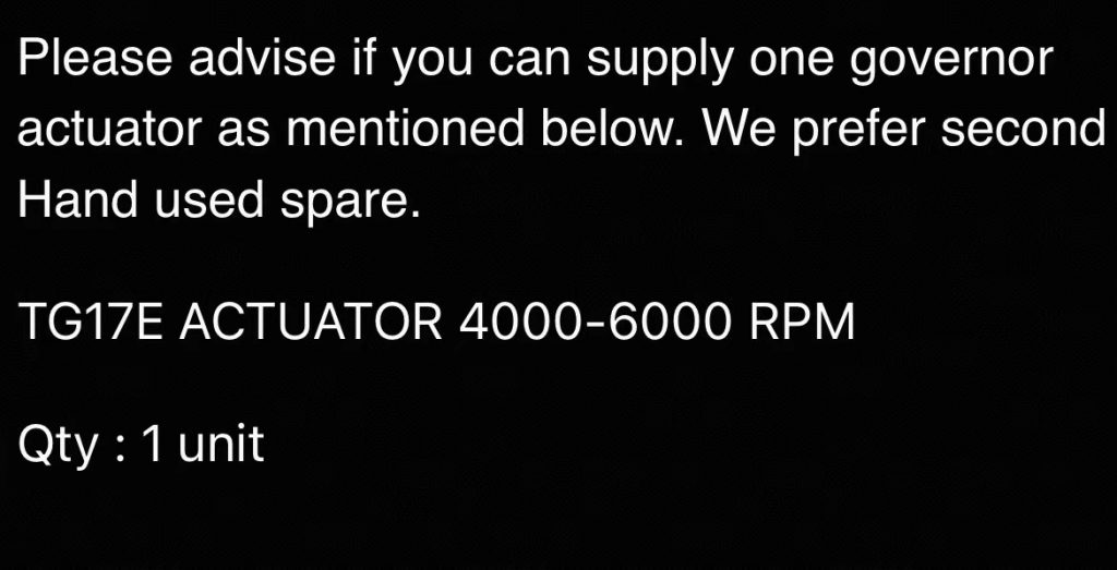 【询价】船用配件采购—调速器（CK-D20230822-02）询价-泰州昌宽社区-报价采购-船用采购网-船舶物料采购-船务服务-一站式船用设备供应服务