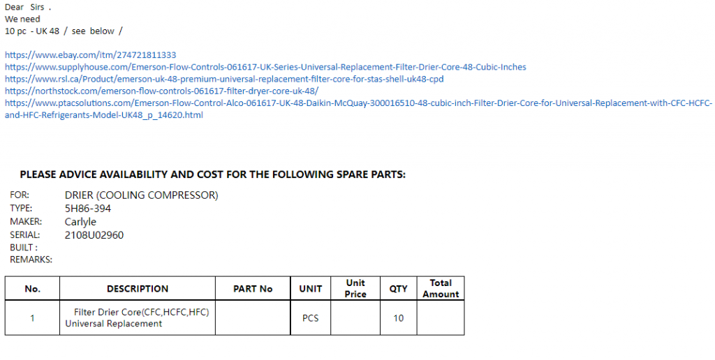 【询价】船用配件采购—滤芯（CK-J20230829-02）询价-泰州昌宽社区-报价采购-船用采购网-船舶物料采购-船务服务-一站式船用设备供应服务