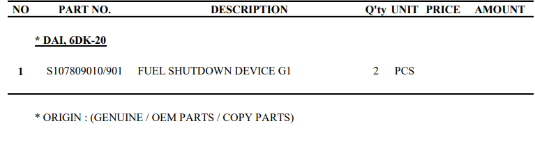 【询价】船用配件采购—燃油停机装置（CK-L20230913-03）询价-泰州昌宽社区-报价采购-船用采购网-船舶物料采购-船务服务-一站式船用设备供应服务