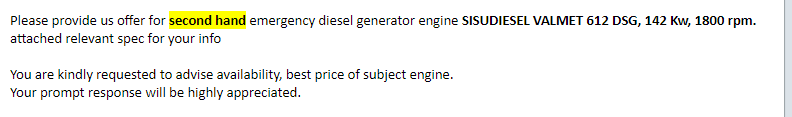 【询价】船用配件采购—应急柴油发电机发动机（CK-H20230913-03）询价-泰州昌宽社区-报价采购-船用采购网-船舶物料采购-船务服务-一站式船用设备供应服务