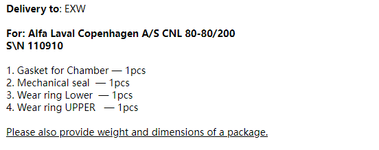 【询价】船用配件采购—Alfa配件（CK-R20230919-04）询价-泰州昌宽社区-报价采购-船用采购网-船舶物料采购-船务服务-一站式船用设备供应服务