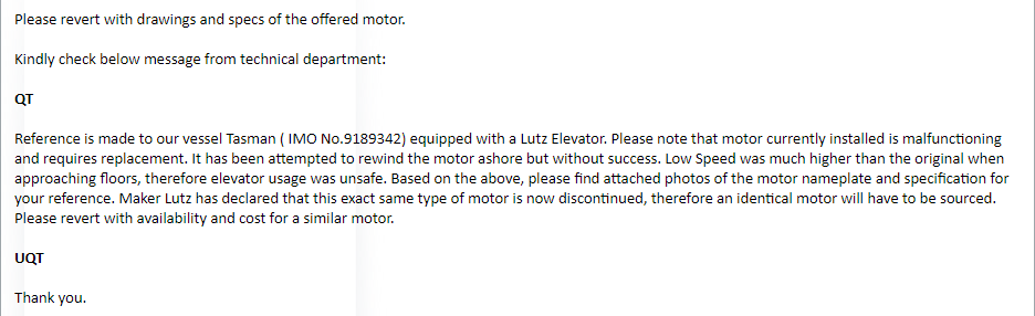 【询价】船用配件采购—电机（CK-H20230915-03）询价-泰州昌宽社区-报价采购-船用采购网-船舶物料采购-船务服务-一站式船用设备供应服务