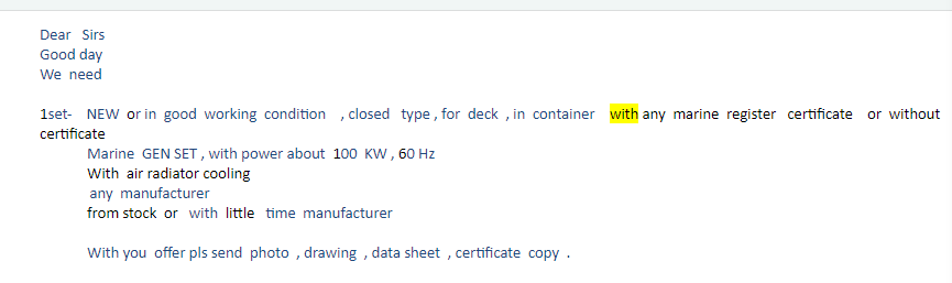 【询价】船用配件采购—船用发电机组（CK-J20230911-03）询价-泰州昌宽社区-报价采购-船用采购网-船舶物料采购-船务服务-一站式船用设备供应服务