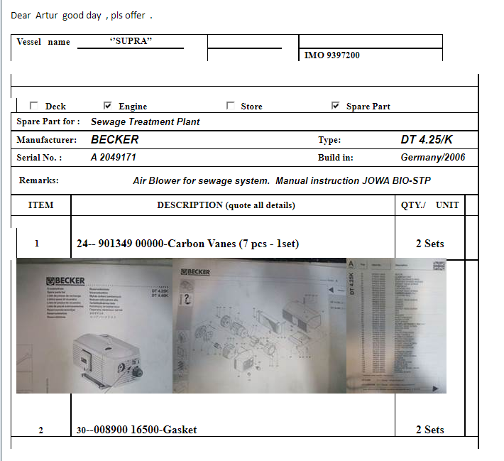 【询价】船用配件采购—碳叶片（CK-J20230926-07）询价-泰州昌宽社区-报价采购-船用采购网-船舶物料采购-船务服务-一站式船用设备供应服务