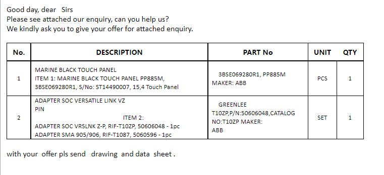 【询价】船用配件采购—触摸面板/适配器（CK-J20230915-03）询价-泰州昌宽社区-报价采购-船用采购网-船舶物料采购-船务服务-一站式船用设备供应服务