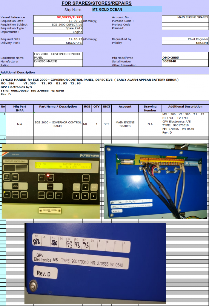 【询价】船用配件采购—调速器控制面板（CK-R20230918-14）询价-泰州昌宽社区-报价采购-船用采购网-船舶物料采购-船务服务-一站式船用设备供应服务