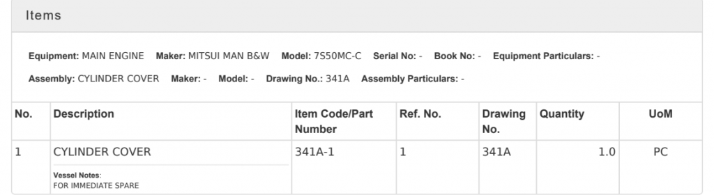 【询价】船用配件采购—缸盖（CK-H20230919-03）询价-泰州昌宽社区-报价采购-船用采购网-船舶物料采购-船务服务-一站式船用设备供应服务
