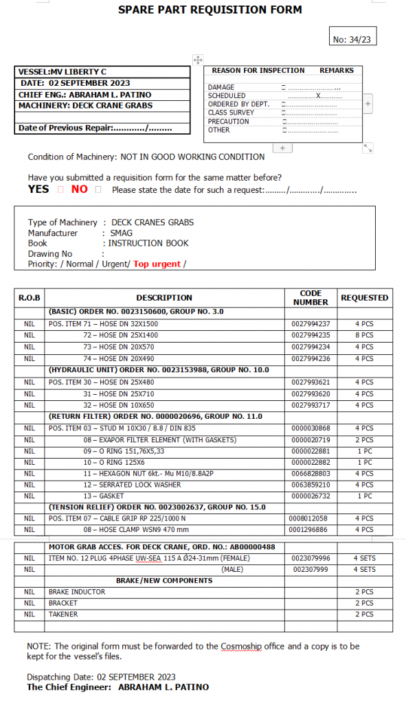 【询价】船用配件采购—DECK配件（CK-H20230905-02）询价-泰州昌宽社区-报价采购-船用采购网-船舶物料采购-船务服务-一站式船用设备供应服务