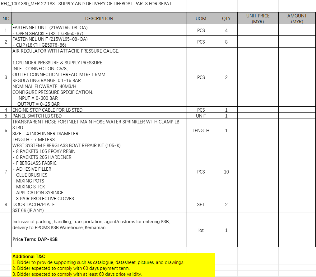 【询价】船用配件采购—配件（CK-J20230922-05）询价-泰州昌宽社区-报价采购-船用采购网-船舶物料采购-船务服务-一站式船用设备供应服务