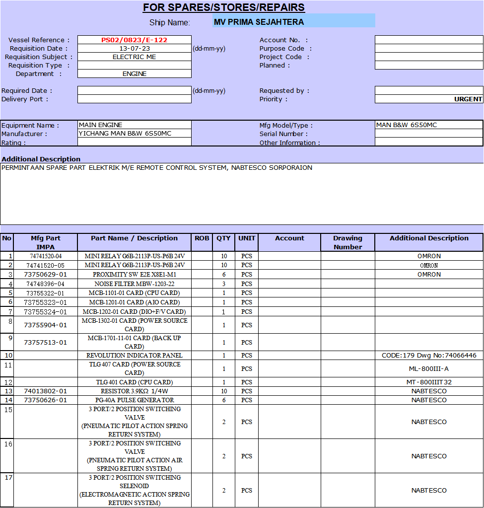 【询价】船用配件采购—MAN配件（CK-R20230922-30）询价-泰州昌宽社区-报价采购-船用采购网-船舶物料采购-船务服务-一站式船用设备供应服务