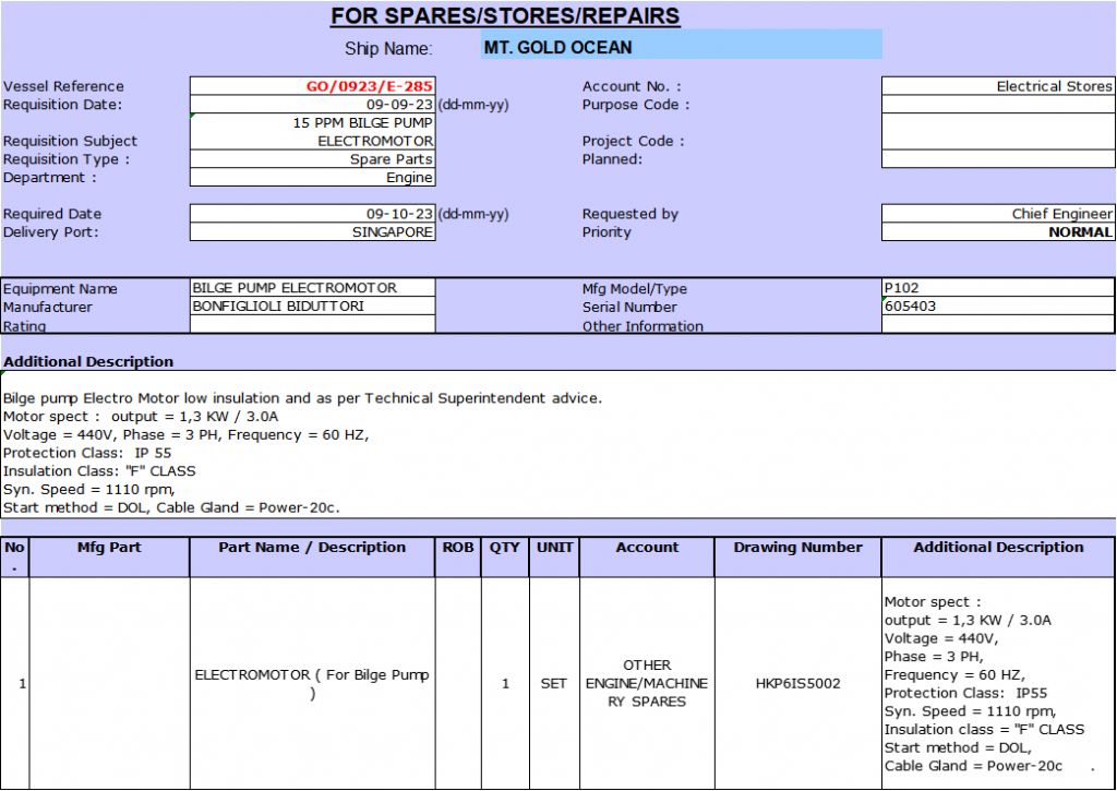 【询价】船用配件采购—电动马达（CK-R20230912-02）询价-泰州昌宽社区-报价采购-船用采购网-船舶物料采购-船务服务-一站式船用设备供应服务