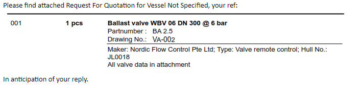 【询价】船用配件采购—压载阀（CK-H20231017-05）询价-泰州昌宽社区-报价采购-船用采购网-船舶物料采购-船务服务-一站式船用设备供应服务