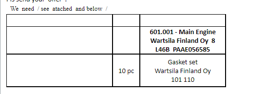 【询价】船用配件采购—Wartsila 备件（CK-J20231017-15）询价-泰州昌宽社区-报价采购-船用采购网-船舶物料采购-船务服务-一站式船用设备供应服务