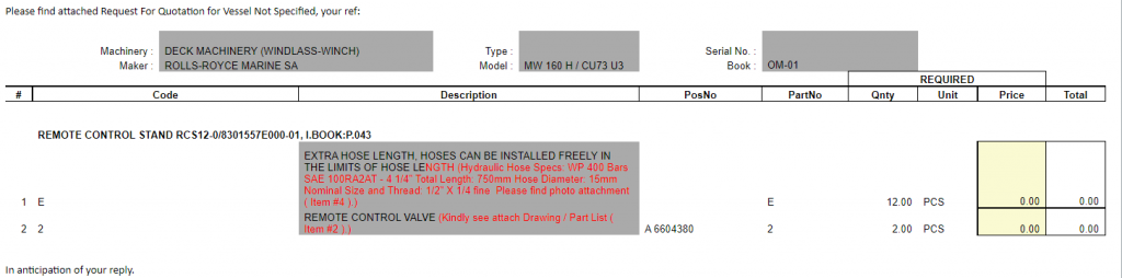 【询价】船用配件采购—软管（CK-H20231013-02）询价-泰州昌宽社区-报价采购-船用采购网-船舶物料采购-船务服务-一站式船用设备供应服务