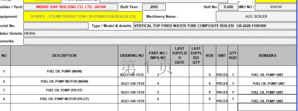 【询价】船舶配件—燃油泵备件（CK-J20231023-05）询价-泰州昌宽社区-报价采购-船用采购网-船舶物料采购-船务服务-一站式船用设备供应服务