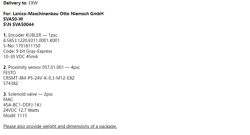 【询价】船用配件采购—LanicoMaschinenbau（CK-R20231013-16）询价-泰州昌宽社区-报价采购-船用采购网-船舶物料采购-船务服务-一站式船用设备供应服务