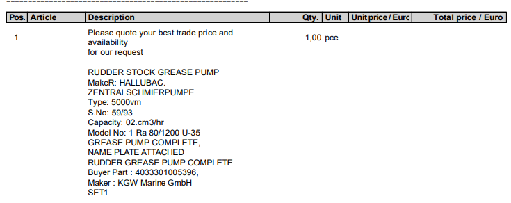 【询价】船舶配件—舵杆润滑脂泵（CK-L20231030-01）询价-泰州昌宽社区-报价采购-船用采购网-船舶物料采购-船务服务-一站式船用设备供应服务