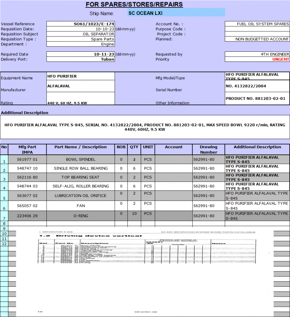 【询价】船用配件采购—ALFA配件（CK-R20231011-05）询价-泰州昌宽社区-报价采购-船用采购网-船舶物料采购-船务服务-一站式船用设备供应服务