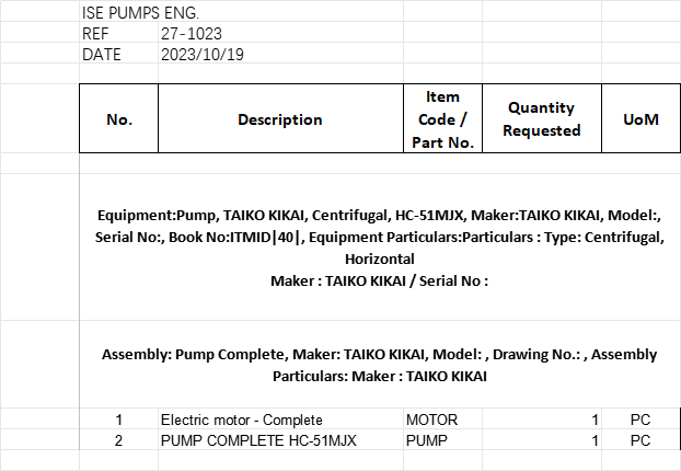 【询价】船用配件采购—TAIKO
备件（CK-J20231020-06）询价-泰州昌宽社区-报价采购-船用采购网-船舶物料采购-船务服务-一站式船用设备供应服务