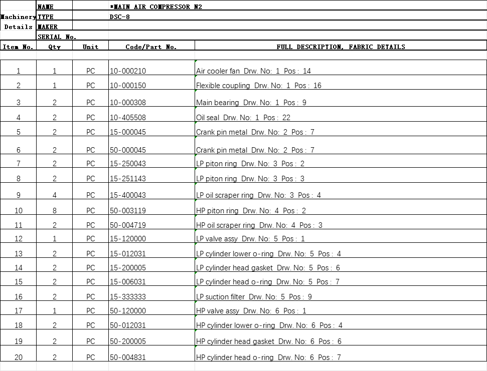【询价】船舶配件—空气压缩机备件（CK-J20231025-12）询价-泰州昌宽社区-报价采购-船用采购网-船舶物料采购-船务服务-一站式船用设备供应服务