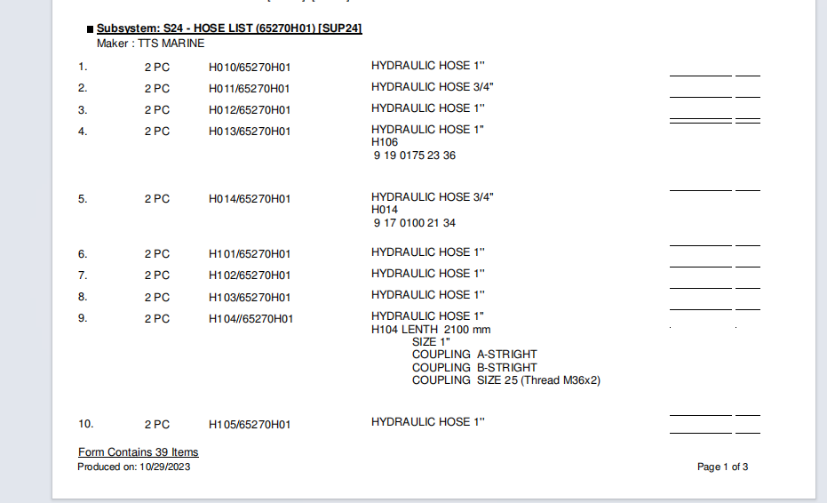【询价】船舶配件—液压软管（CK-R20231030-11）询价-泰州昌宽社区-报价采购-船用采购网-船舶物料采购-船务服务-一站式船用设备供应服务