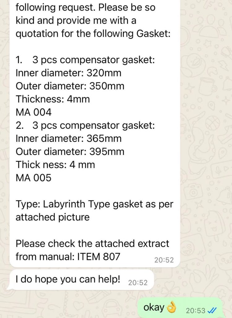 【询价】船舶配件—垫圈备件（CK-J20231102-01）询价-泰州昌宽社区-报价采购-船用采购网-船舶物料采购-船务服务-一站式船用设备供应服务