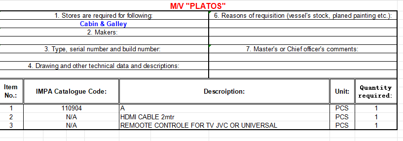 【询价】船舶配件—HDMI电缆/电视遥控器（CK-L20231122-03）询价-泰州昌宽社区-报价采购-船用采购网-船舶物料采购-船务服务-一站式船用设备供应服务