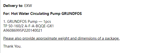 【询价】船舶配件—热水循环泵备件（CK-R20231115-30）询价-泰州昌宽社区-报价采购-船用采购网-船舶物料采购-船务服务-一站式船用设备供应服务