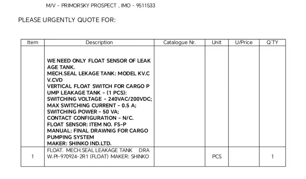 【询价】船舶配件—浮子传感器（CK-Y20231114-02）询价-泰州昌宽社区-报价采购-船用采购网-船舶物料采购-船务服务-一站式船用设备供应服务