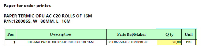 【询价】船舶备件—热敏纸（CK-H20231103-02）询价-泰州昌宽社区-报价采购-船用采购网-船舶物料采购-船务服务-一站式船用设备供应服务
