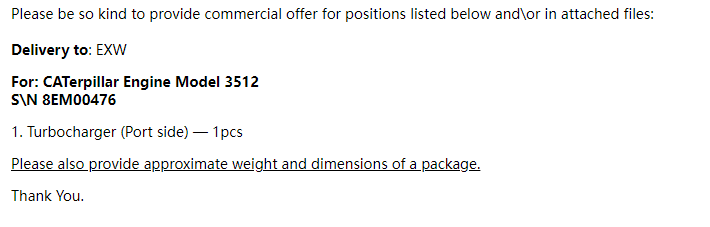 【询价】船舶配件—涡轮增压器（CK-R20231110-15）询价-泰州昌宽社区-报价采购-船用采购网-船舶物料采购-船务服务-一站式船用设备供应服务