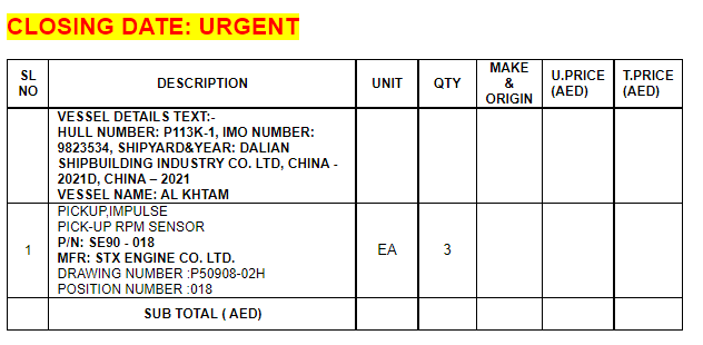 【询价】船舶配件—转速传感器（CK-Y20231101-01）询价-泰州昌宽社区-报价采购-船用采购网-船舶物料采购-船务服务-一站式船用设备供应服务