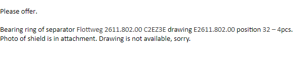 【询价】船舶配件—分离器轴承环备件（CK-J20231123-04）询价-泰州昌宽社区-报价采购-船用采购网-船舶物料采购-船务服务-一站式船用设备供应服务