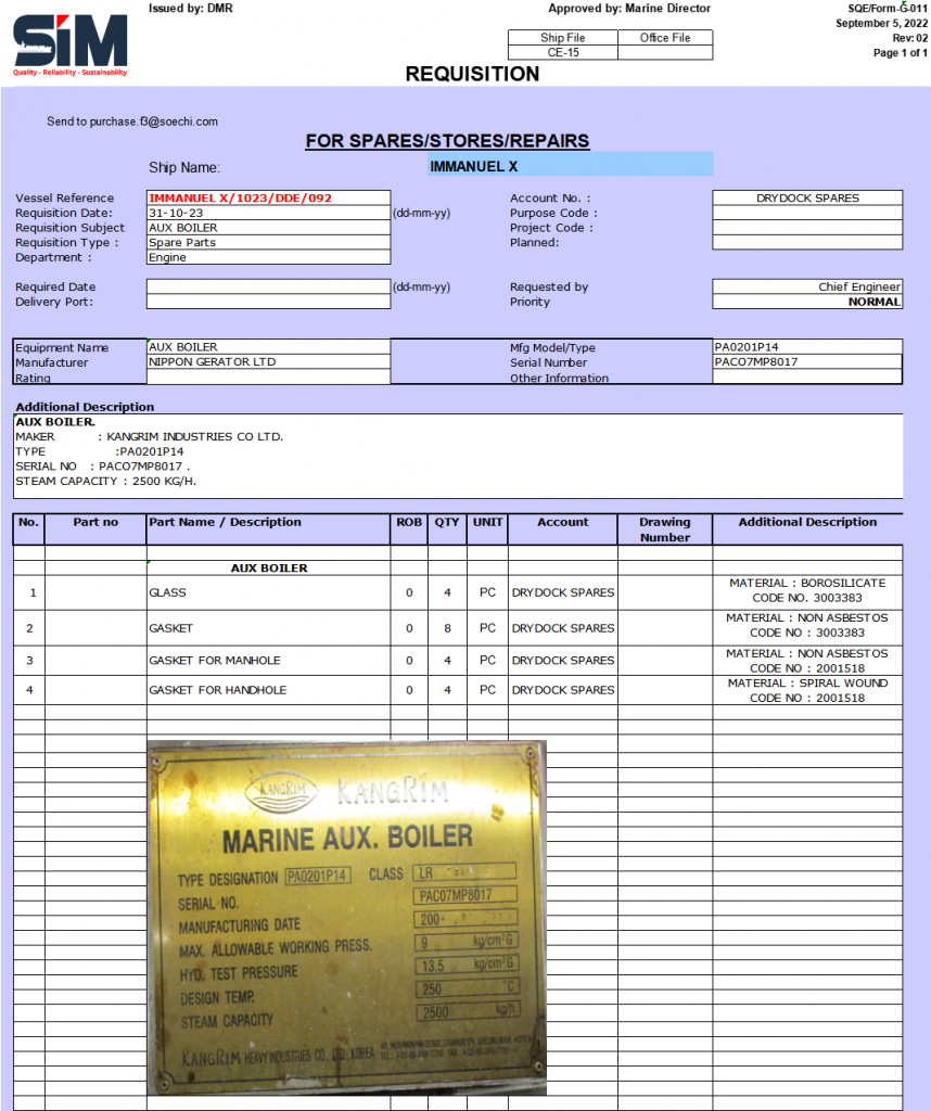 【询价】船舶配件—发动机备件（CK-R20231107-05）询价-泰州昌宽社区-报价采购-船用采购网-船舶物料采购-船务服务-一站式船用设备供应服务