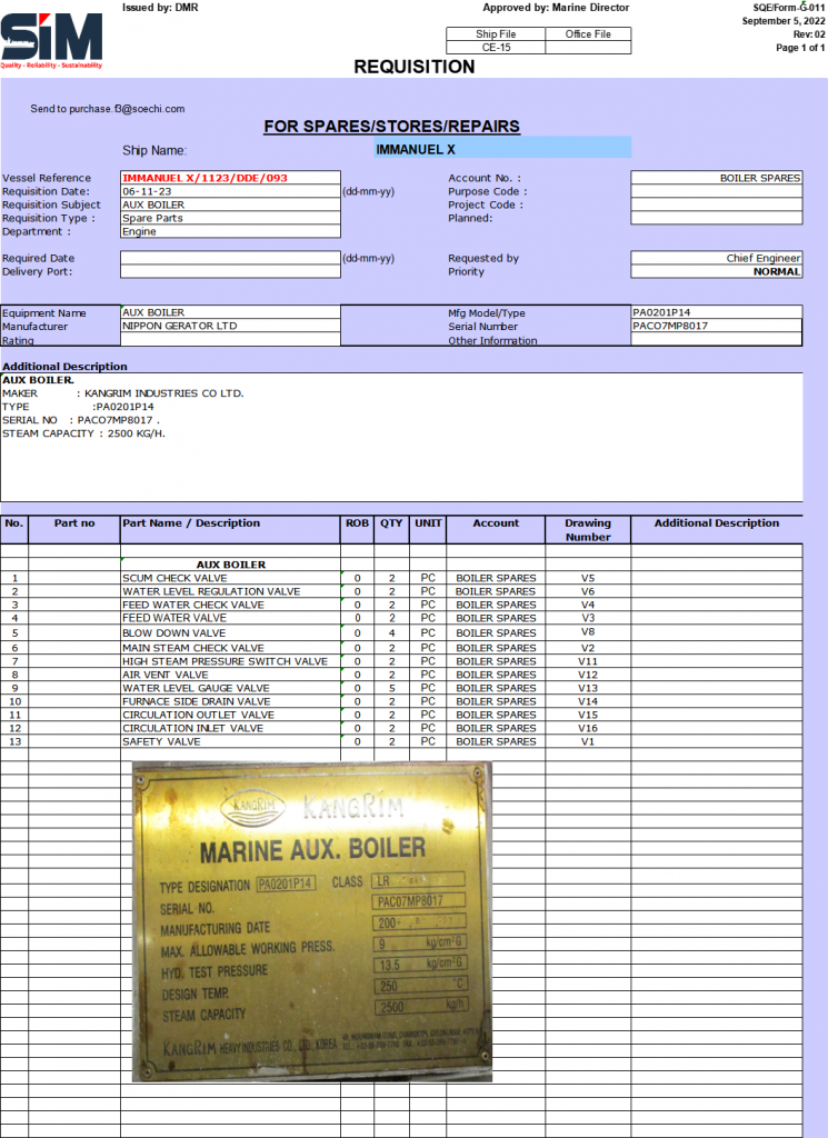 【询价】船舶配件—发动机备件（CK-R20231107-06）询价-泰州昌宽社区-报价采购-船用采购网-船舶物料采购-船务服务-一站式船用设备供应服务