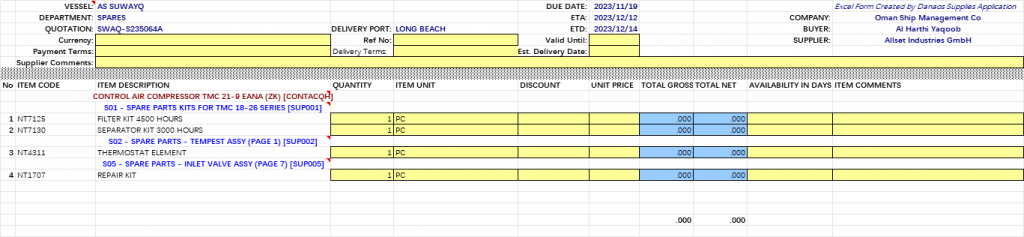 【询价】船舶配件—空气压缩机备件（CK-R20231117-18）询价-泰州昌宽社区-报价采购-船用采购网-船舶物料采购-船务服务-一站式船用设备供应服务