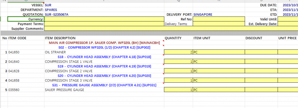 【询价】船舶配件—主空气压缩机备件（CK-R20231102-03）询价-泰州昌宽社区-报价采购-船用采购网-船舶物料采购-船务服务-一站式船用设备供应服务