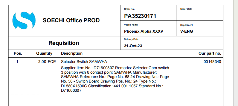 【询价】船舶配件— 选择器开关（CK-R20231122-02）询价-泰州昌宽社区-报价采购-船用采购网-船舶物料采购-船务服务-一站式船用设备供应服务
