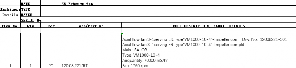 【询价】船舶配件—风机备件（CK-J20231103-05）询价-泰州昌宽社区-报价采购-船用采购网-船舶物料采购-船务服务-一站式船用设备供应服务