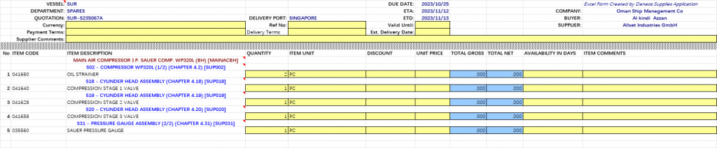 【询价】船舶配件—主空气压缩机备件（CK-R20231106-11）询价-泰州昌宽社区-报价采购-船用采购网-船舶物料采购-船务服务-一站式船用设备供应服务