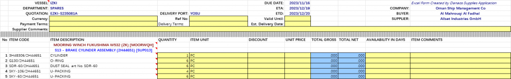【询价】船舶配件—制动缸总成备件（CK-R20231106-12）询价-泰州昌宽社区-报价采购-船用采购网-船舶物料采购-船务服务-一站式船用设备供应服务