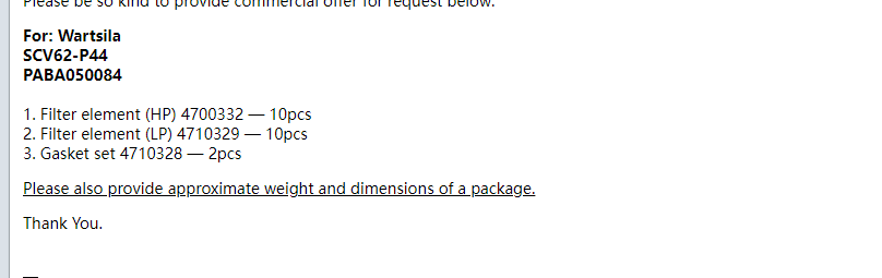 【询价】船舶配件—滤芯/密封圈装置（CK-R20231220-04）询价-泰州昌宽社区-报价采购-船用采购网-船舶物料采购-船务服务-一站式船用设备供应服务