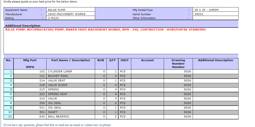 【询价】船舶配件—泵备件（CK-R20231220-09）询价-泰州昌宽社区-报价采购-船用采购网-船舶物料采购-船务服务-一站式船用设备供应服务