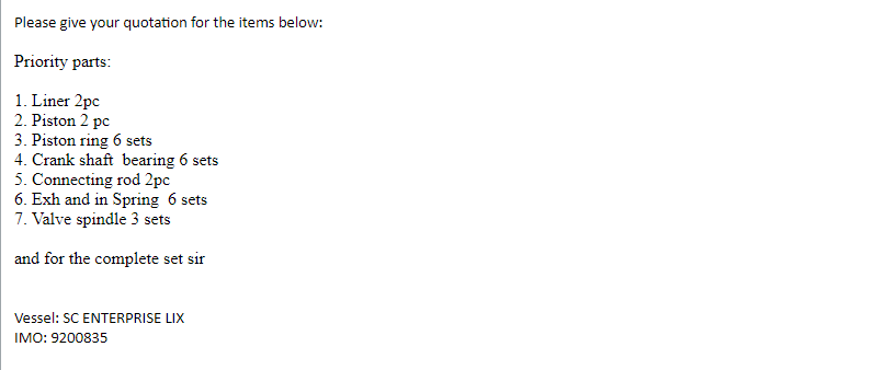 【询价】船舶配件—衬垫/活塞环/轴承（CK-R20231220-18）询价-泰州昌宽社区-报价采购-船用采购网-船舶物料采购-船务服务-一站式船用设备供应服务