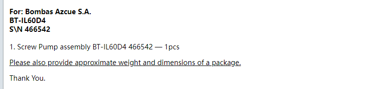 【询价】船舶配件—螺杆泵（CK-R20231219-04）询价-泰州昌宽社区-报价采购-船用采购网-船舶物料采购-船务服务-一站式船用设备供应服务