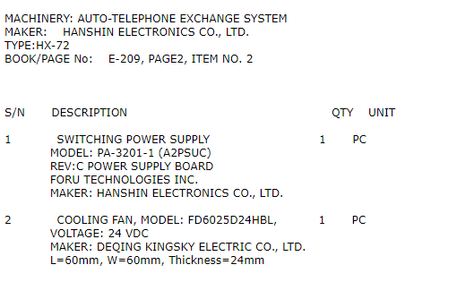 【询价】船舶配件—开关电源/冷却风扇（CK-H20240103-02）询价-泰州昌宽社区-报价采购-船用采购网-船舶物料采购-船务服务-一站式船用设备供应服务