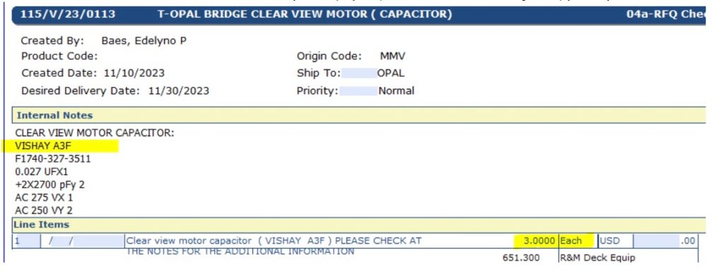 【询价】船舶配件—电机电容器（CK-Y20240104-40）询价-泰州昌宽社区-报价采购-船用采购网-船舶物料采购-船务服务-一站式船用设备供应服务